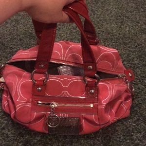 Red Coach Poppy Bag with detachable shoulder strap